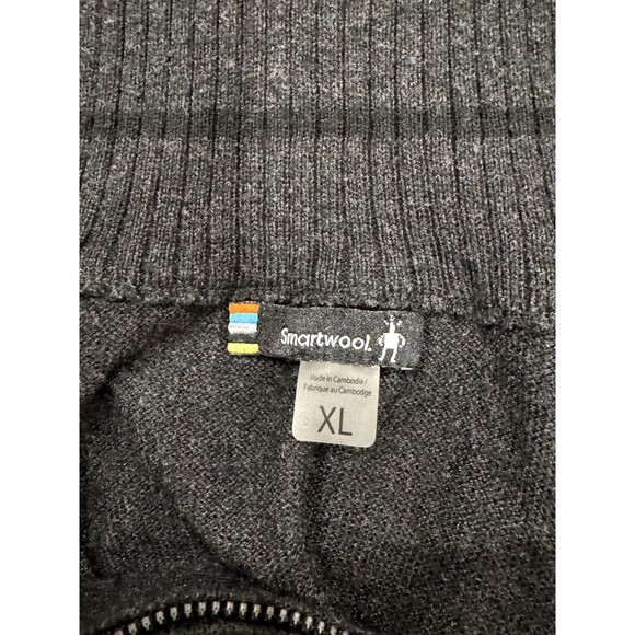 SmartWool Mens Sparwood Half Zip Sweater Size XL Gray Wool Academia Grandpa - Picture 4 of 7